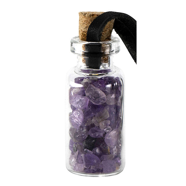 Geluksflesje Amethist aan koord