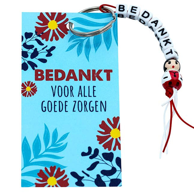 Kaartje Bedankt Zorg met sleutelhanger