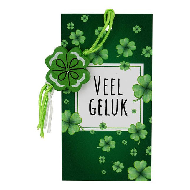 Kaartje Veel Geluk klavertje vier - Lucky Touch - Bedankjes & Cadeautjes