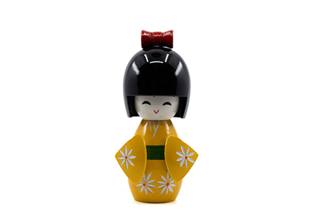 Kokeshi Doll Geel 10 cm