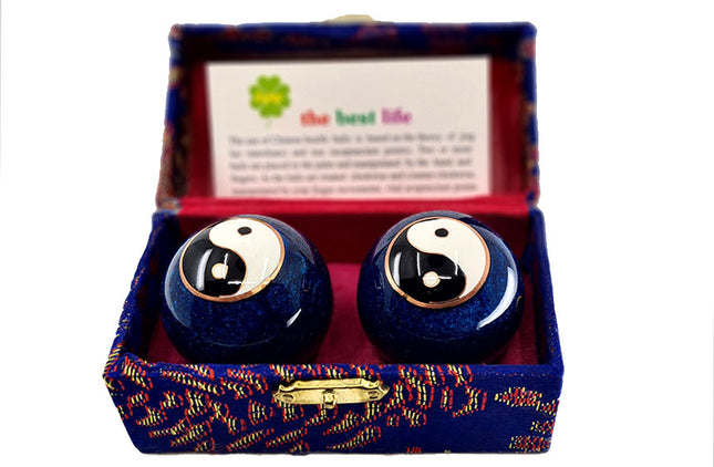 Meridiaankogels Yin Yang - blauw (4,5 cm)