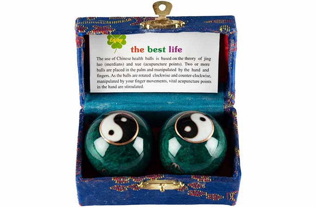 Meridiaankogels Yin Yang groen (4,5 cm) - Lucky Touch - Bedankjes & Cadeautjes