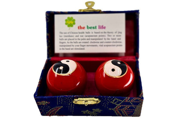 Meridiaankogels Yin Yang - rood (4,5 cm) - Lucky Touch - Bedankjes & Cadeautjes