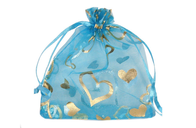 Organza zakjes hartjes 7 x 9 cm
