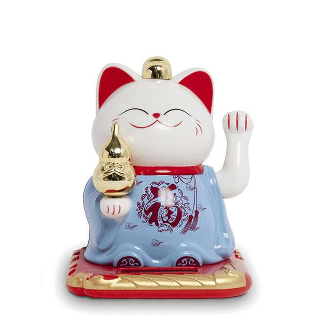 Shohuku Lucky Cat blauw solar (10cm)