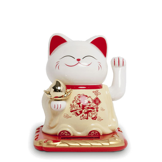 Shohuku Lucky Cat geel solar (10cm)