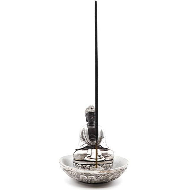 Wierookbrander Boeddha zilver rond