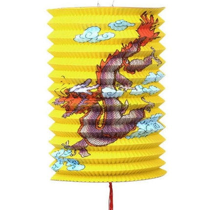 Chinese Lampion lang Draak - papier geel - Lucky Touch - Bedankjes & Cadeautjes