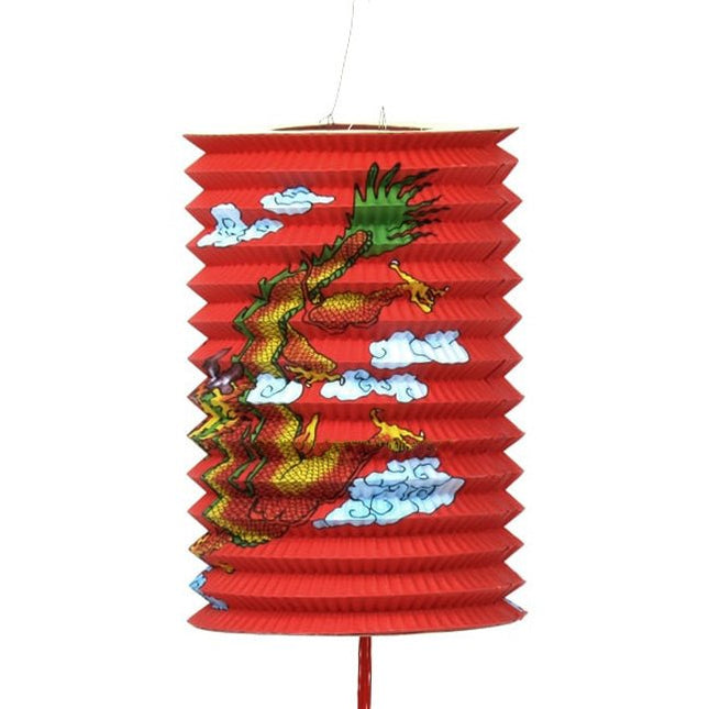 Chinese Lampion lang Draak papier rood - Lucky Touch - Bedankjes & Cadeautjes