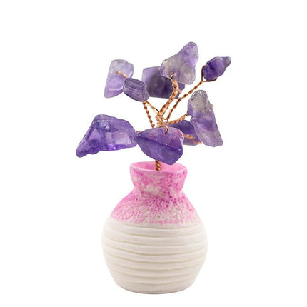Edelsteen boompje Amethist in potje (6cm) - Lucky Touch - Bedankjes & Cadeautjes