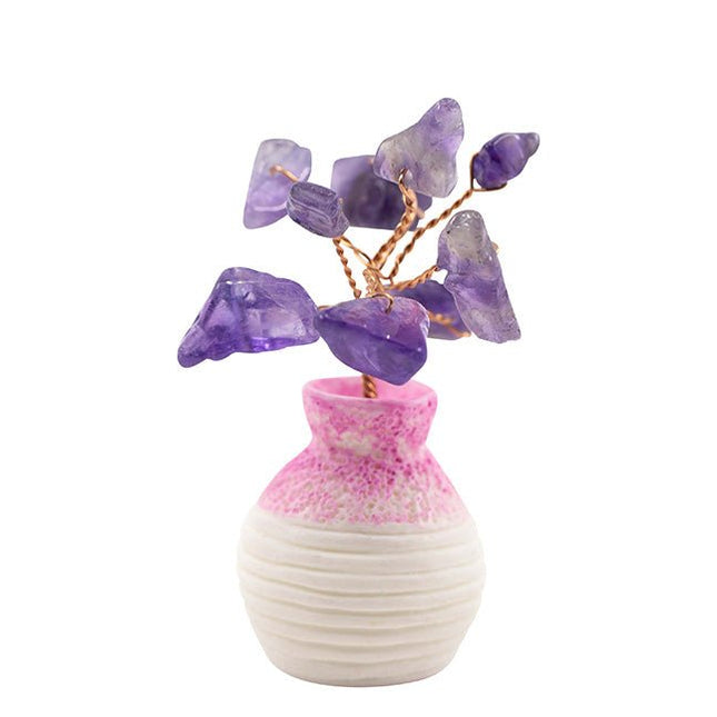 Edelsteen boompje Amethist in potje (6cm) - Lucky Touch - Bedankjes & Cadeautjes