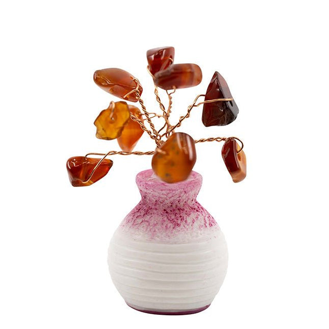 Edelsteen boompje Carneool in potje (6cm) - Lucky Touch - Bedankjes & Cadeautjes