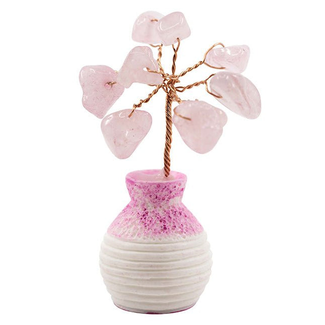 Edelsteen boompje Rozenkwarts in potje (6cm) - Lucky Touch - Bedankjes & Cadeautjes