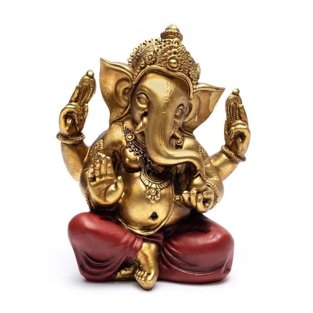 Ganesha beeld goud - rood (17cm) - Lucky Touch - Bedankjes & Cadeautjes