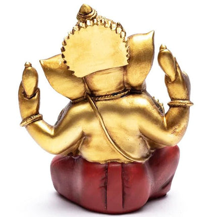 Ganesha beeld goud - rood (17cm) - Lucky Touch - Bedankjes & Cadeautjes