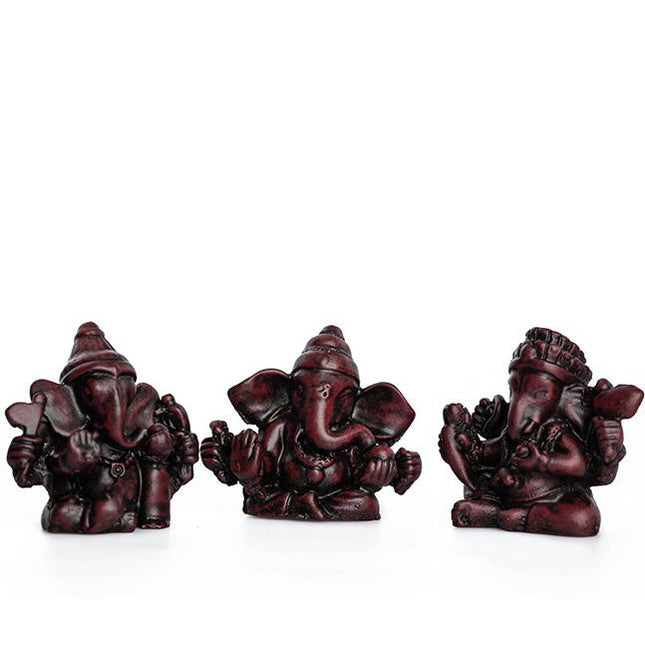 Ganesha beeldje roodbruin (5cm) - Lucky Touch - Bedankjes & Cadeautjes