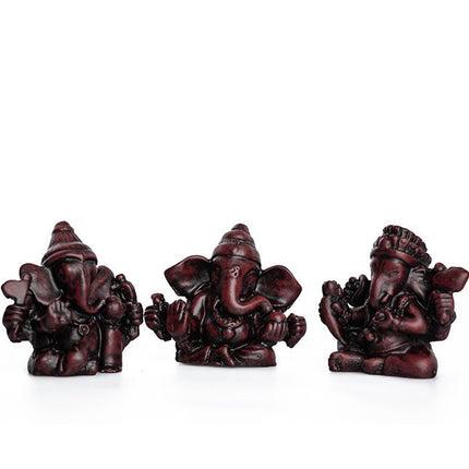 Ganesha beeldje roodbruin (5cm) - Lucky Touch - Bedankjes & Cadeautjes