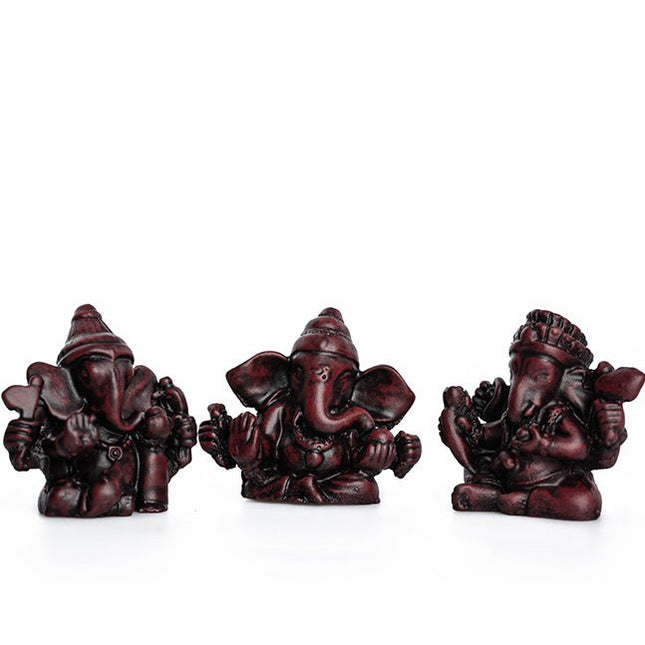 Ganesha beeldje roodbruin (5cm) - Lucky Touch - Bedankjes & Cadeautjes