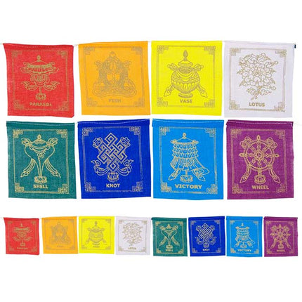 Gebedsvlaggetjes 8 symbolen voorspoed (10cm) - Lucky Touch - Bedankjes & Cadeautjes