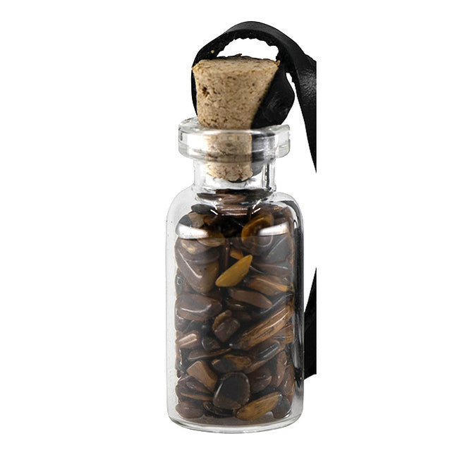 Geluksflesje Tijgeroog aan koord