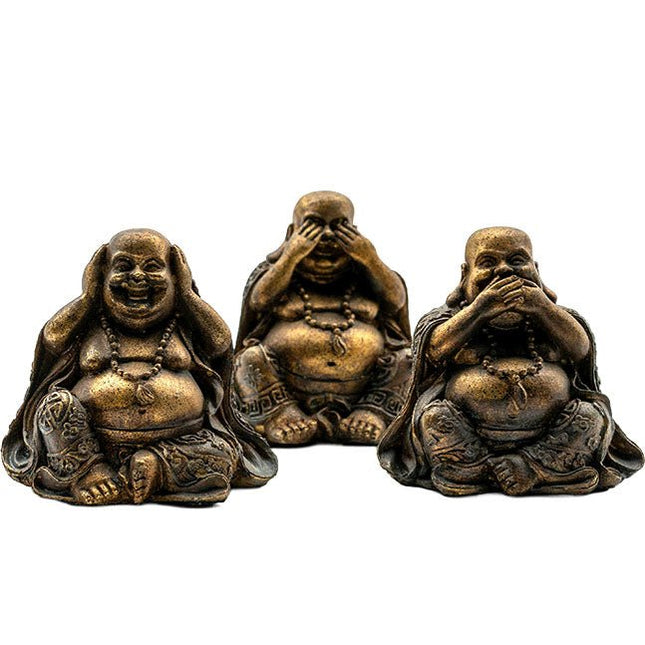 Horen Zien en Zwijgen - Boeddha brons - Lucky Touch - Bedankjes & Cadeautjes