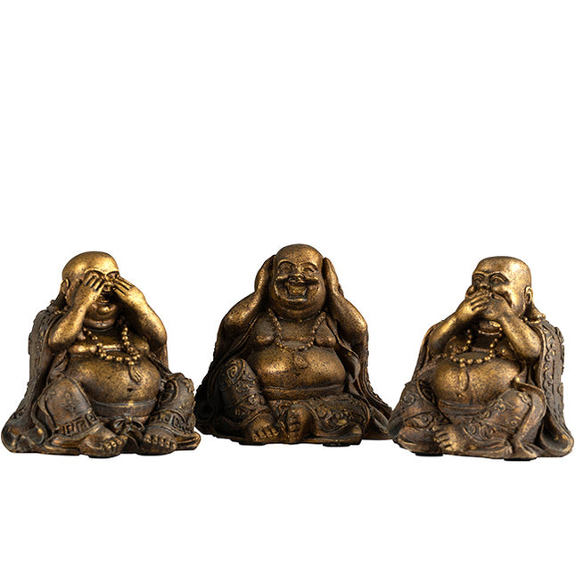 Horen Zien en Zwijgen - Boeddha brons