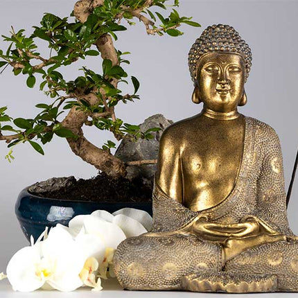 Japanse Boeddha beeld brons (30cm) - Lucky Touch - Bedankjes & Cadeautjes