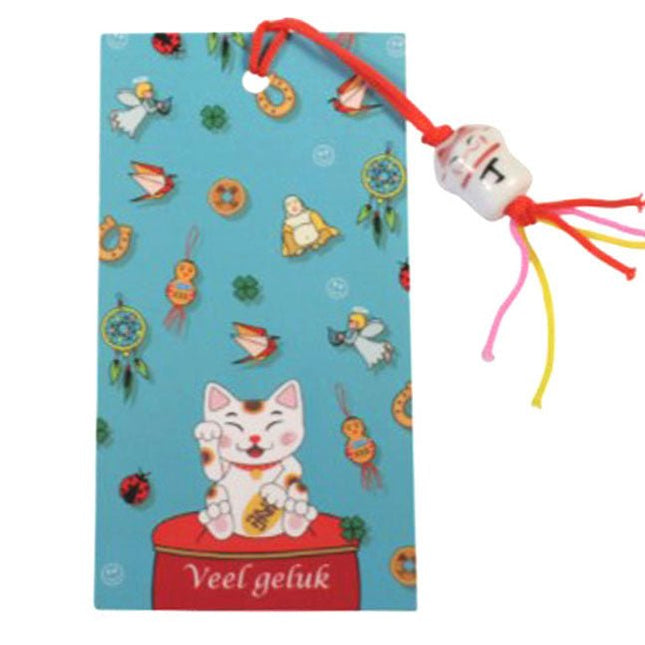 Kaartje Veel geluk Lucky Cat - Lucky Touch - Bedankjes & Cadeautjes