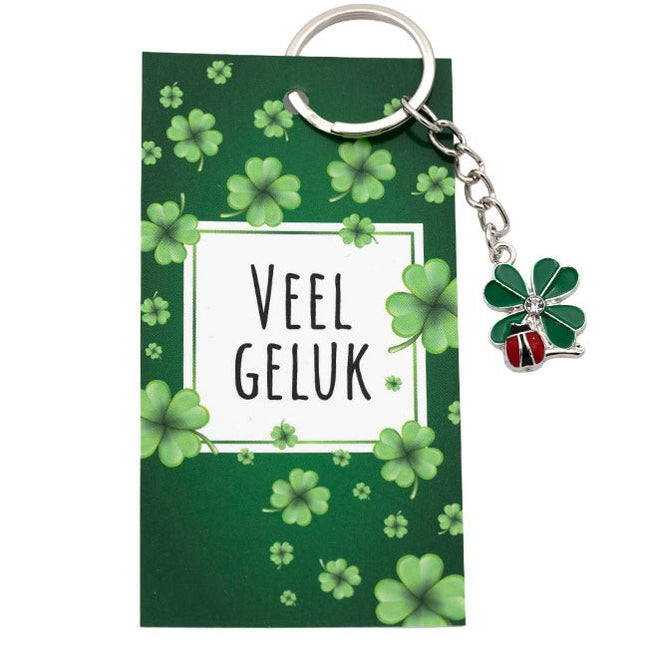 Kaartje Veel Geluk sleutelhanger Klaver - Lucky Touch - Bedankjes & Cadeautjes