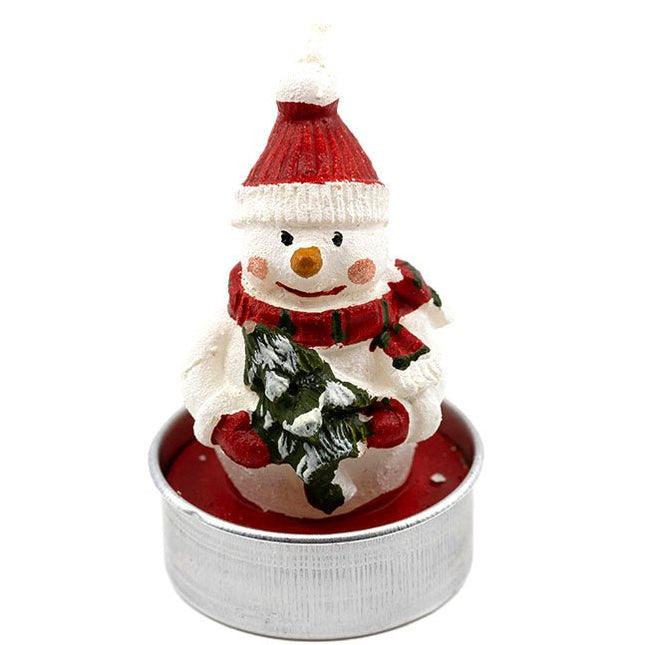 Kerstkaarsje Sneeuwpop - Luckytouch.nl