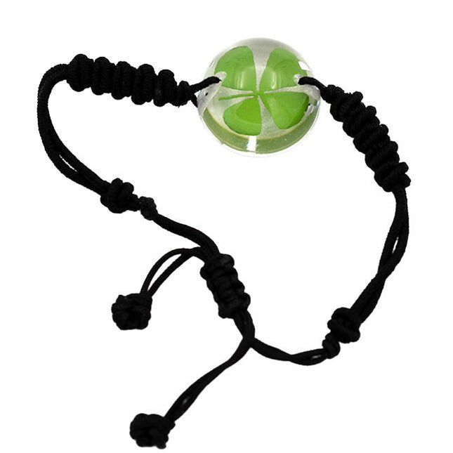 Klavertje vier armband zwart - Lucky Touch - Bedankjes & Cadeautjes