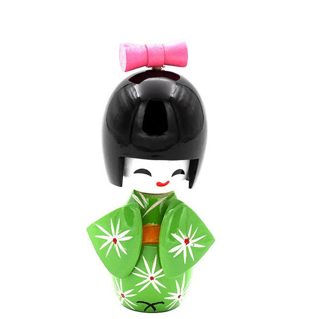 Kokeshi Doll Groen 8 cm - Lucky Touch - Bedankjes & Cadeautjes