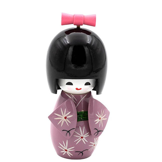 Kokeshi Doll Paars 10 cm - Lucky Touch - Bedankjes & Cadeautjes