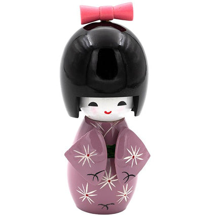 Kokeshi Doll Paars 12 cm - Lucky Touch - Bedankjes & Cadeautjes