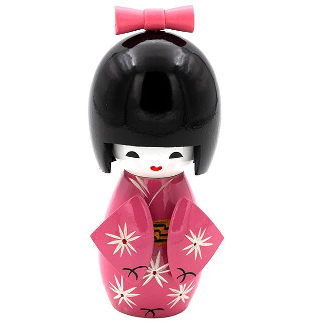 Kokeshi Doll Roze 12 cm - Lucky Touch - Bedankjes & Cadeautjes