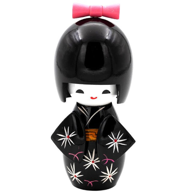Kokeshi Doll Zwart 12 cm - Lucky Touch - Bedankjes & Cadeautjes