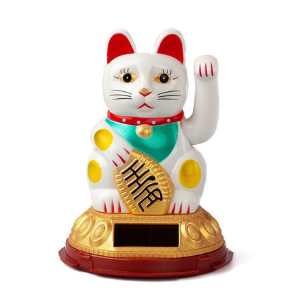 Maneki Neko Solar wit (11cm) - Lucky Touch - Bedankjes & Cadeautjes
