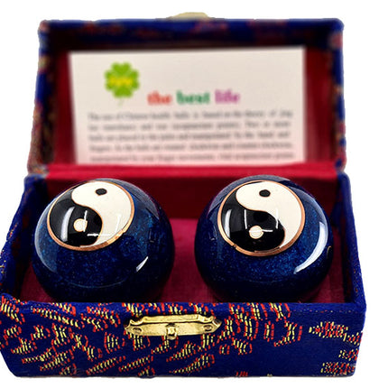 Meridiaankogels Yin Yang - blauw (4,5 cm)