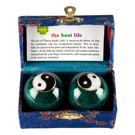 Meridiaankogels Yin Yang groen (4,5 cm) - Lucky Touch - Bedankjes & Cadeautjes