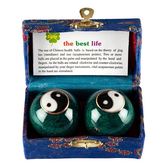Meridiaankogels Yin Yang groen (4,5 cm) - Lucky Touch - Bedankjes & Cadeautjes
