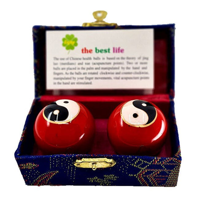 Meridiaankogels Yin Yang - rood (4,5 cm) - Lucky Touch - Bedankjes & Cadeautjes