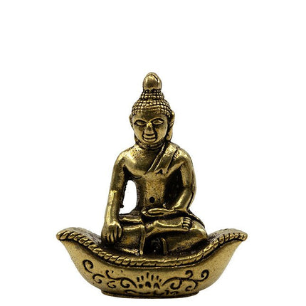 Messing Boeddha Bhumisparsha in boot - Lucky Touch - Bedankjes & Cadeautjes