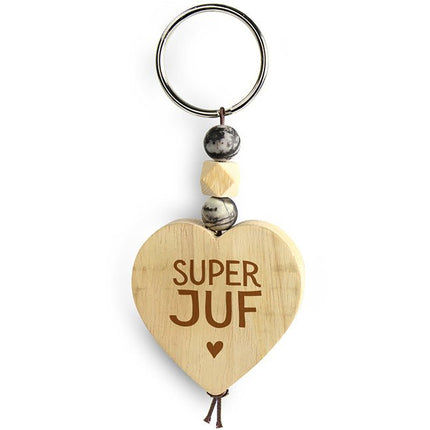 Mijn Hart sleutelhanger - Super Juf - Lucky Touch - Bedankjes & Cadeautjes
