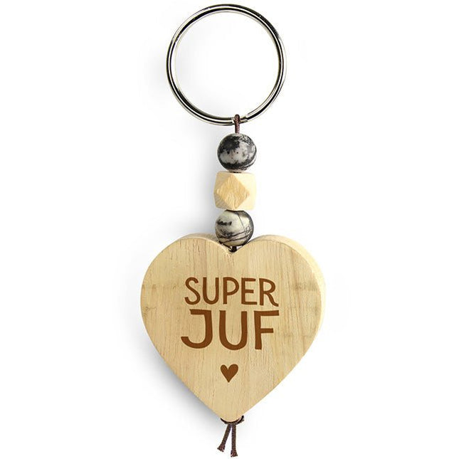Mijn Hart sleutelhanger - Super Juf - Lucky Touch - Bedankjes & Cadeautjes