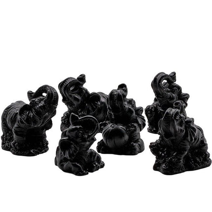 Olifant set zwart (6 stuks) - Lucky Touch - Bedankjes & Cadeautjes