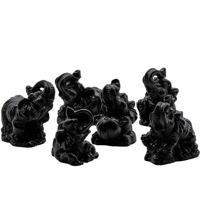 Olifant set zwart (6 stuks) - Lucky Touch - Bedankjes & Cadeautjes