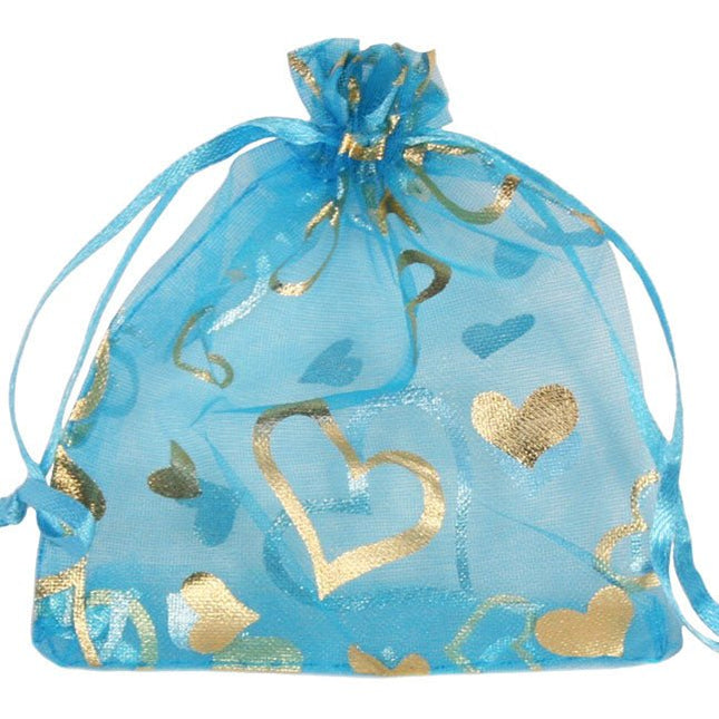 Organza zakjes hartjes 7 x 9 cm - Lucky Touch - Bedankjes & Cadeautjes