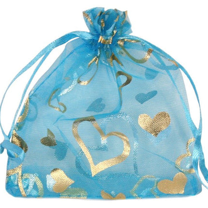 Organza zakjes hartjes 9 x 12 cm - Lucky Touch - Bedankjes & Cadeautjes