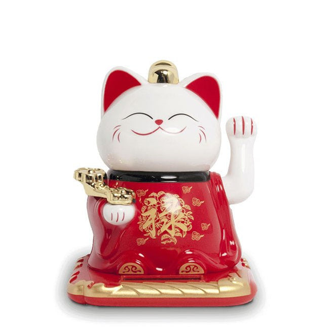 Shohuku Lucky Cat rood solar (10cm) - Lucky Touch - Bedankjes & Cadeautjes