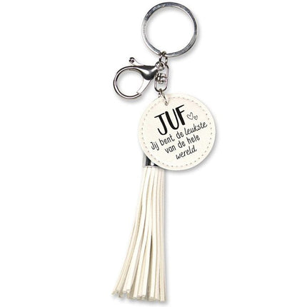 Sleutelhanger Tassel - Juf - Lucky Touch - Bedankjes & Cadeautjes